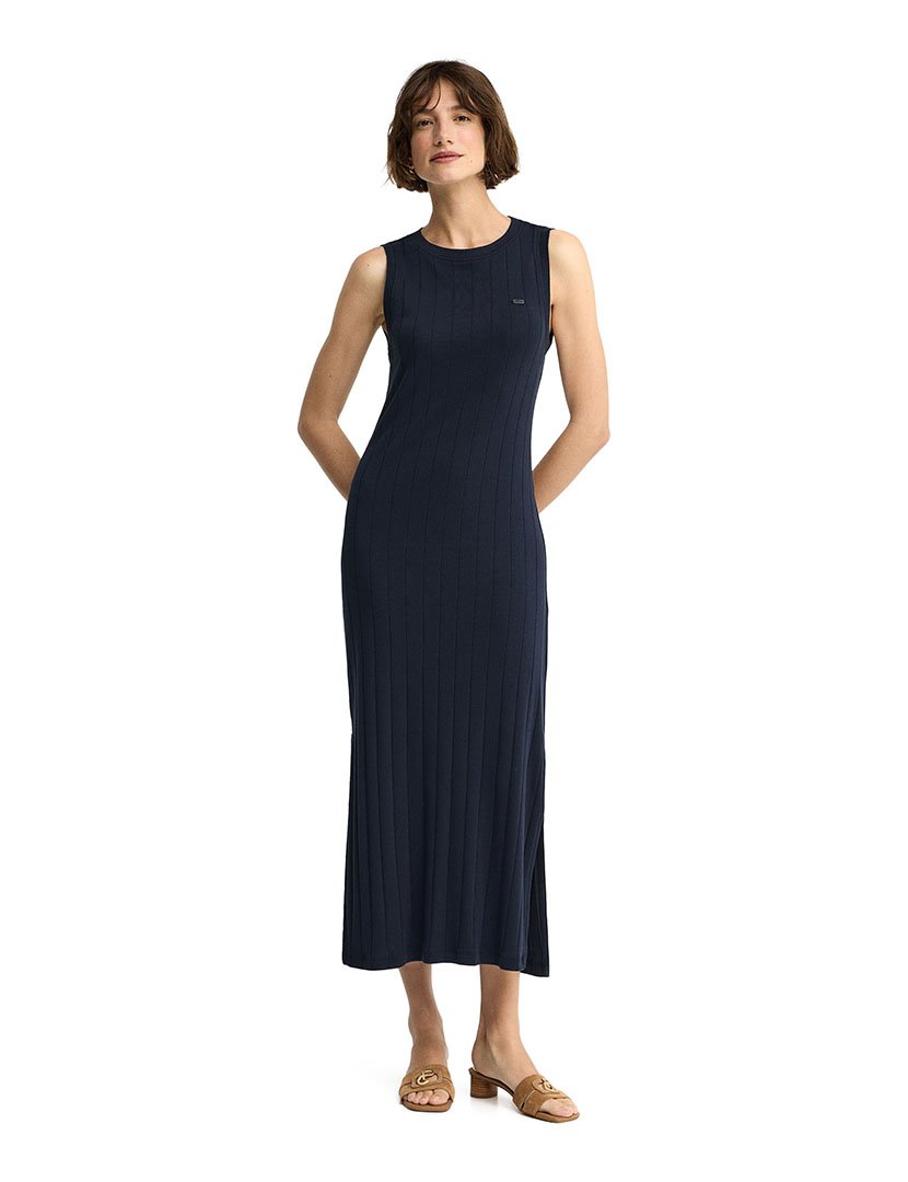 Vestido Comprido Slim Fit Azul