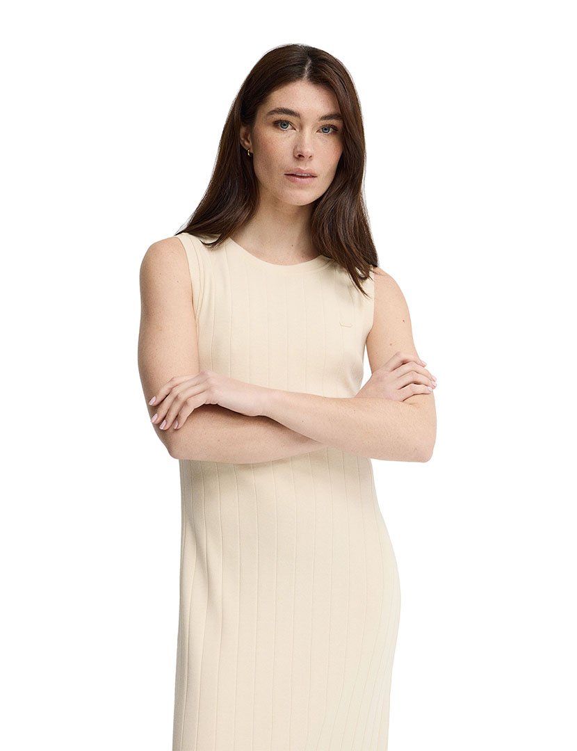 Vestido Comprido Slim Fit Bege