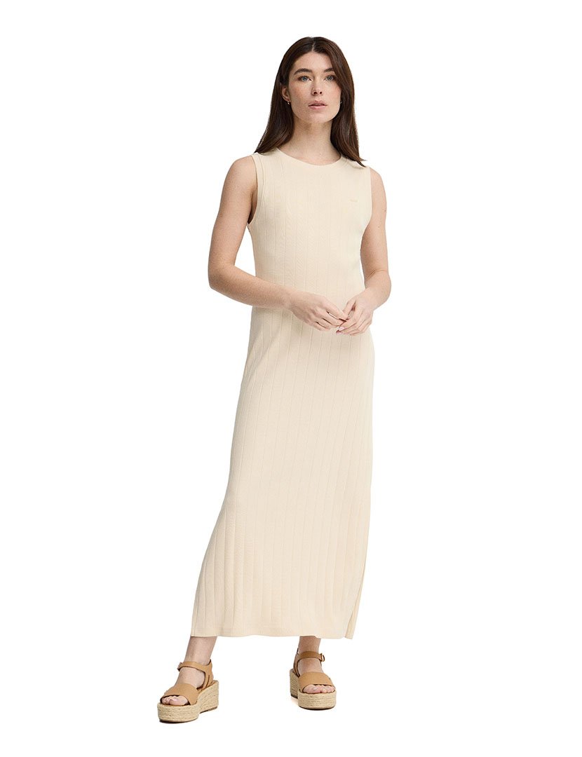 Vestido Comprido Slim Fit Bege