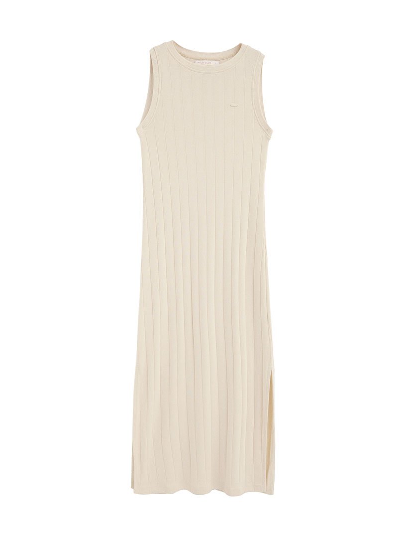 Vestido Comprido Slim Fit Bege