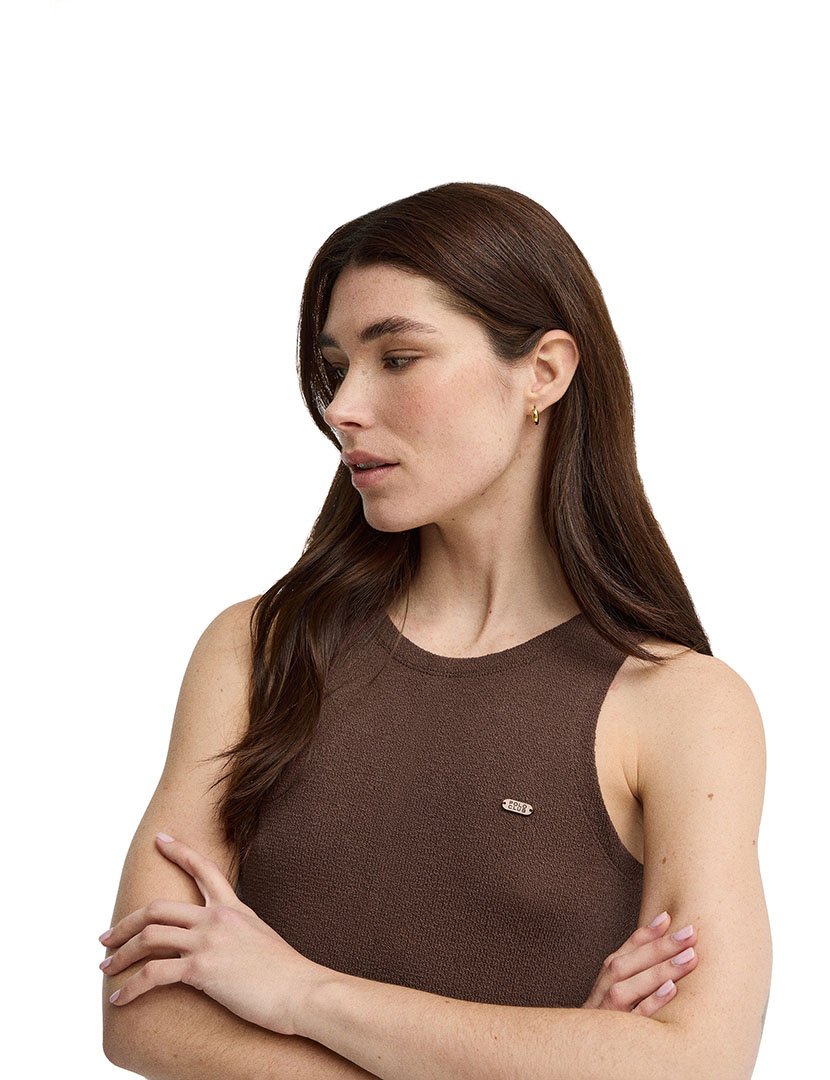 Vestido Comprido Slim Fit Castanho