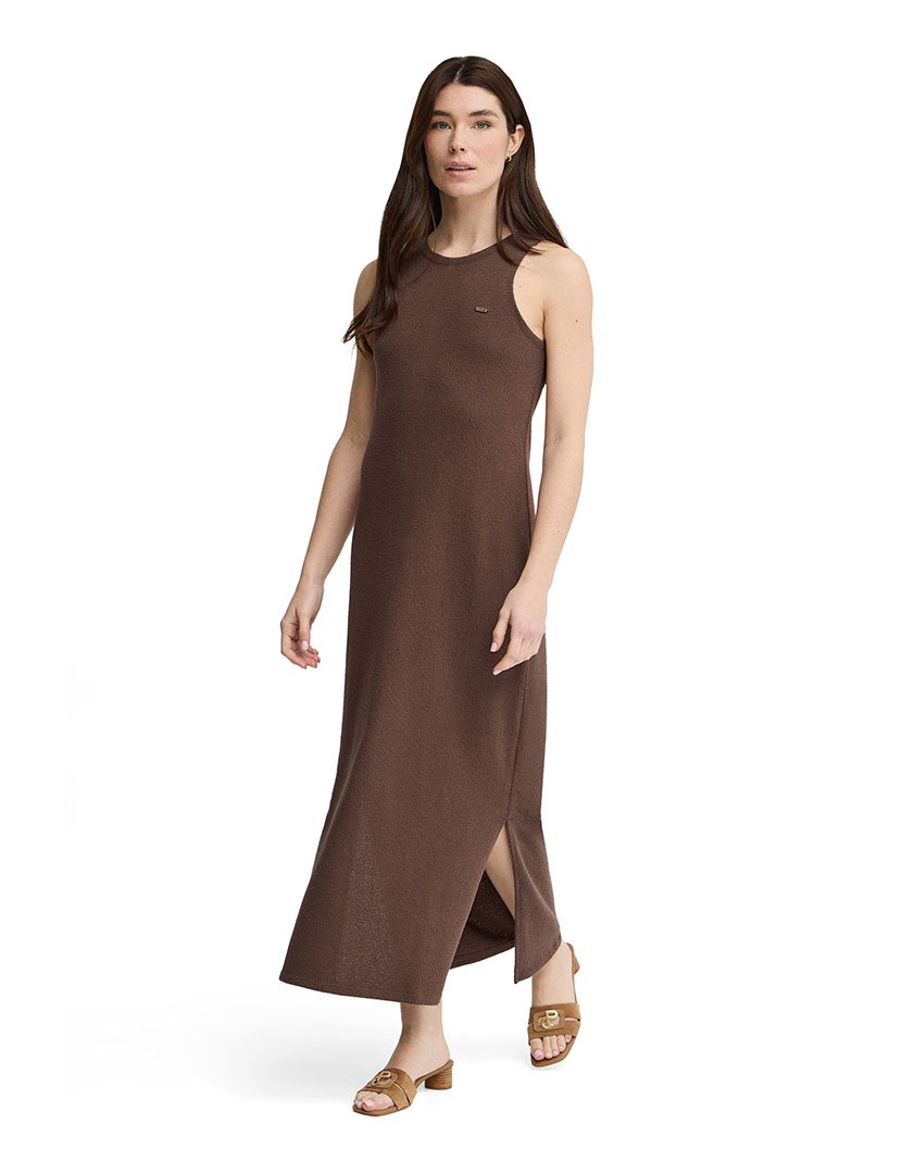 Vestido Comprido Slim Fit Castanho