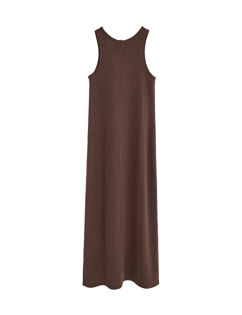 Vestido Comprido Slim Fit Castanho