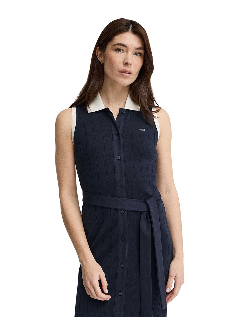 Vestido Comprido Slim Fit Azul