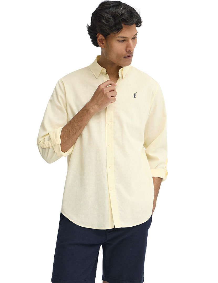 Camisa manga comprida Regular Fit Amarelo Pastel