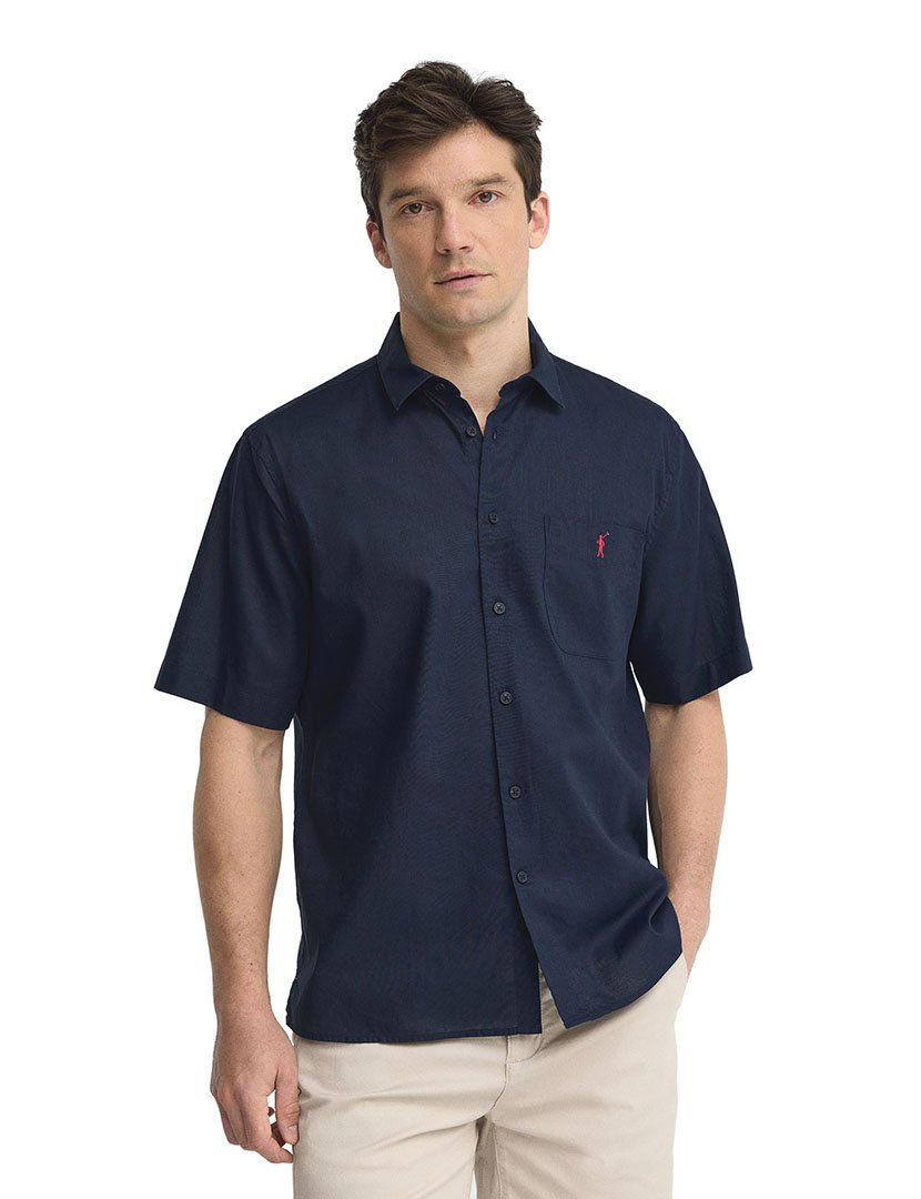 Camisa manga curta Regular Fit Azul