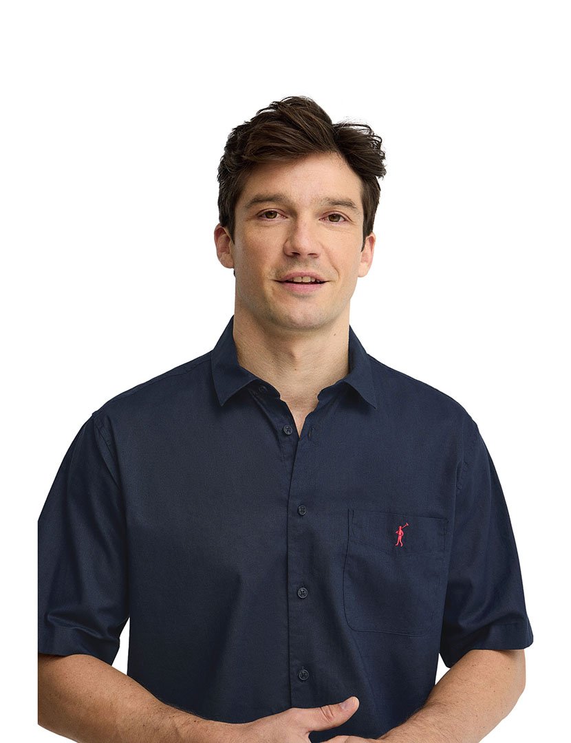 Camisa manga curta Regular Fit Azul