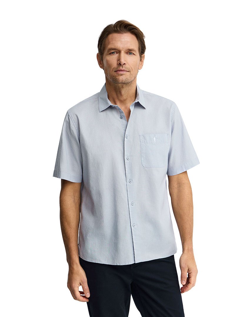 Camisa manga curta Regular Fit Azul Claro