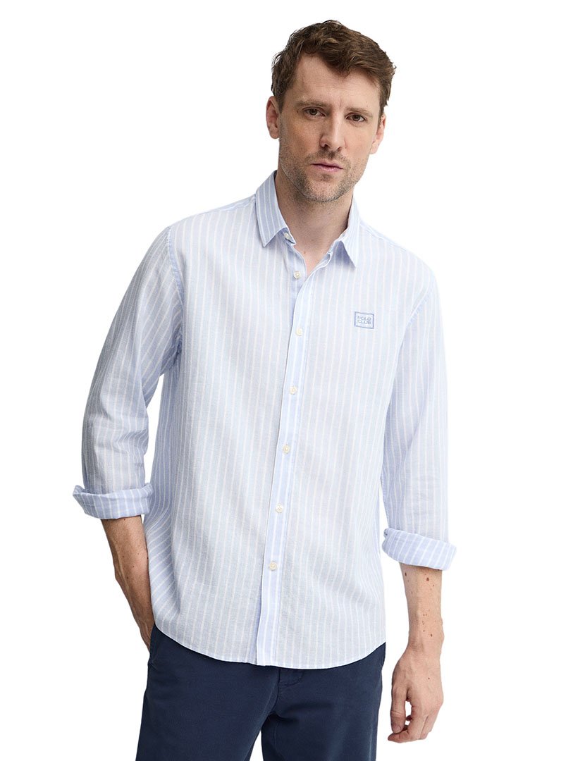 Camisa manga comprida Regular Fit Azul Claro