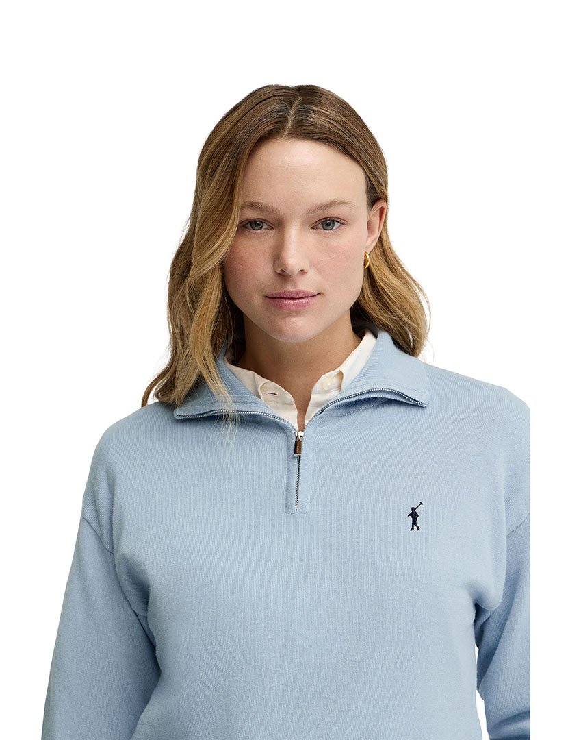 Pullover meio zip GG12 Azul Claro