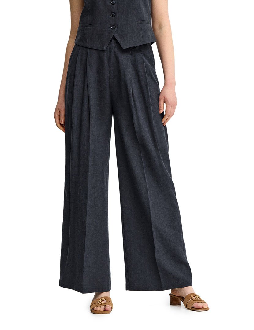 Calças Plissadas Relaxed Fit Azul
