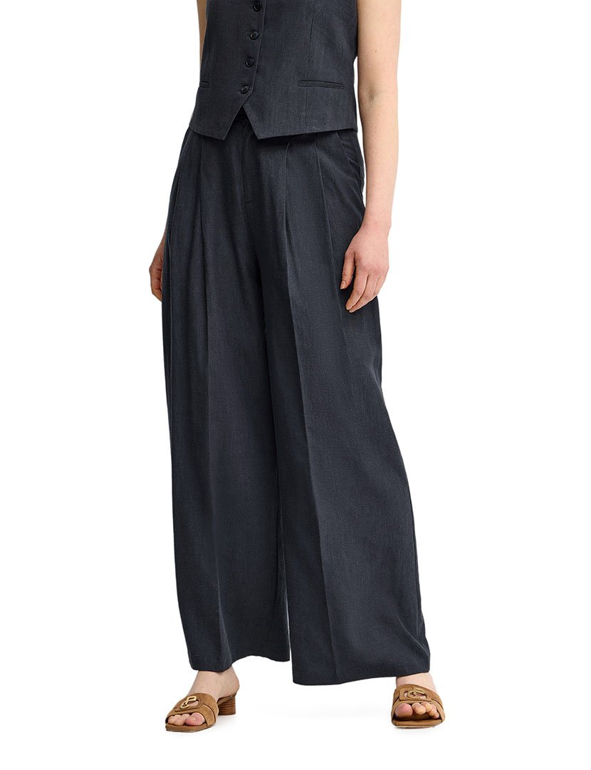 Calças Plissadas Relaxed Fit Azul