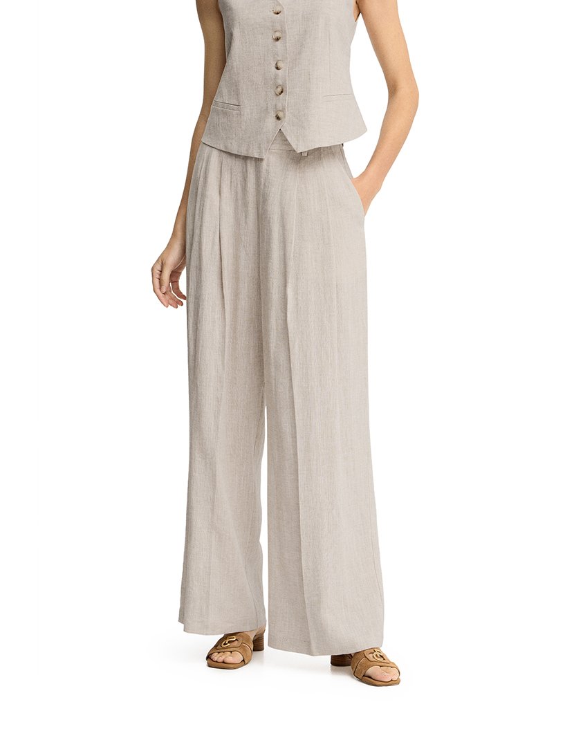 Calças Plissadas Relaxed Fit Branco