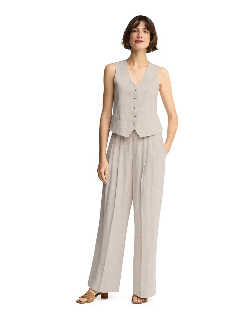 Calças Plissadas Relaxed Fit Branco