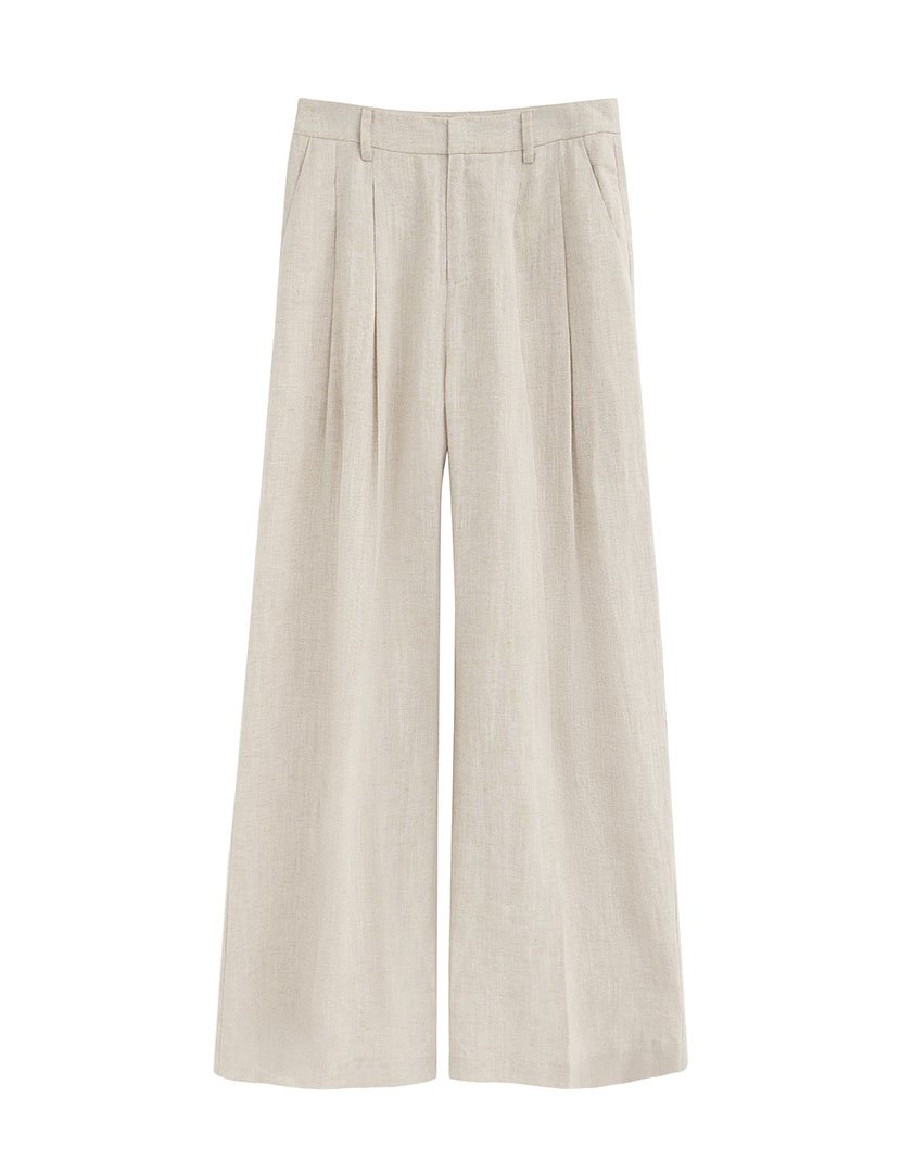 Calças Plissadas Relaxed Fit Branco