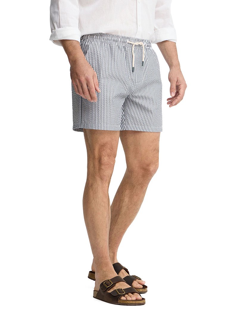 Calções de Banho Riscas Cinzento-Branco