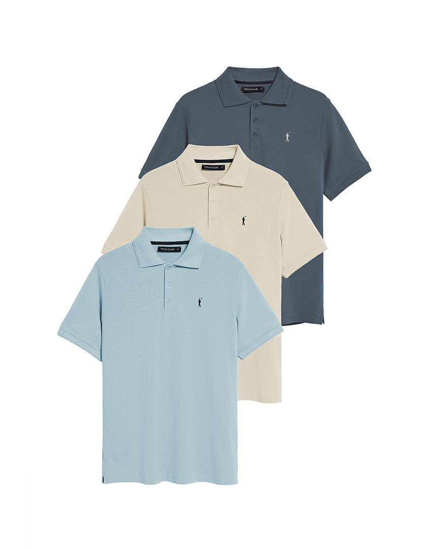 Pack 3 Pólos Regular Fit Multicor