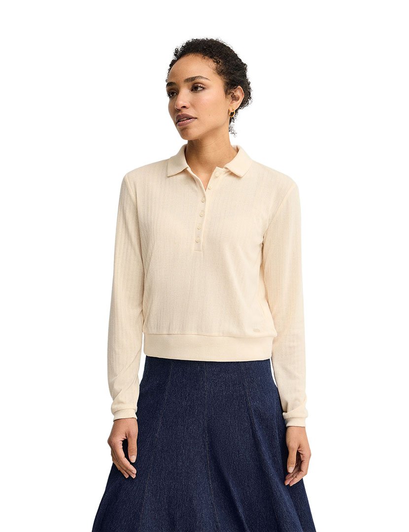 Pólo manga comprida Regular Fit Branco
