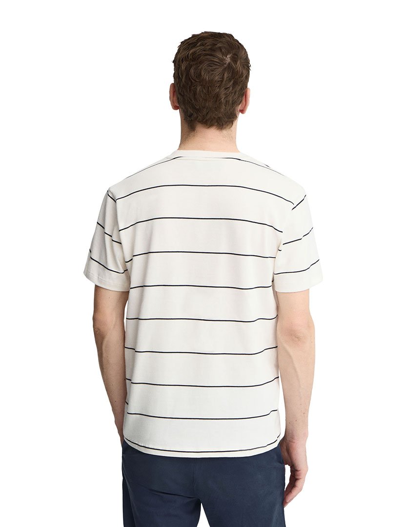 T-Shirt Riscas Loose Fit Branco-Azul