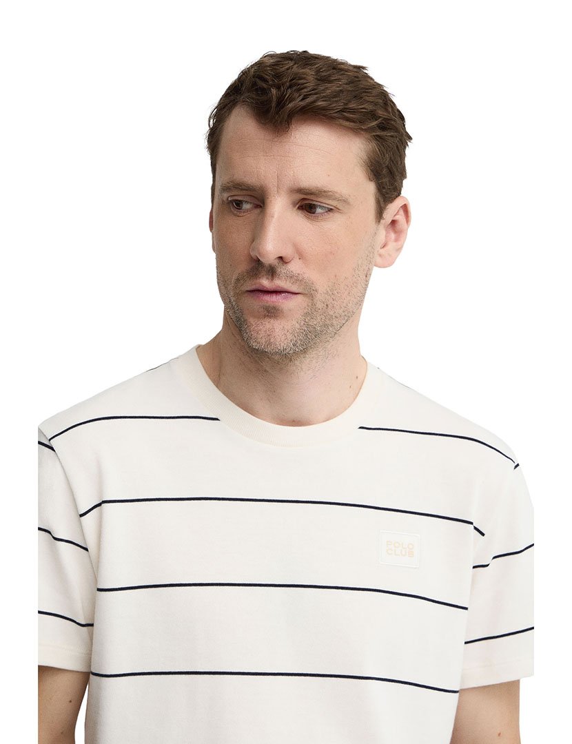 T-Shirt Riscas Loose Fit Branco-Azul