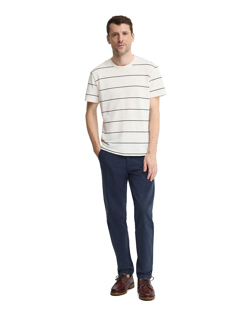 T-Shirt Riscas Loose Fit Branco-Azul