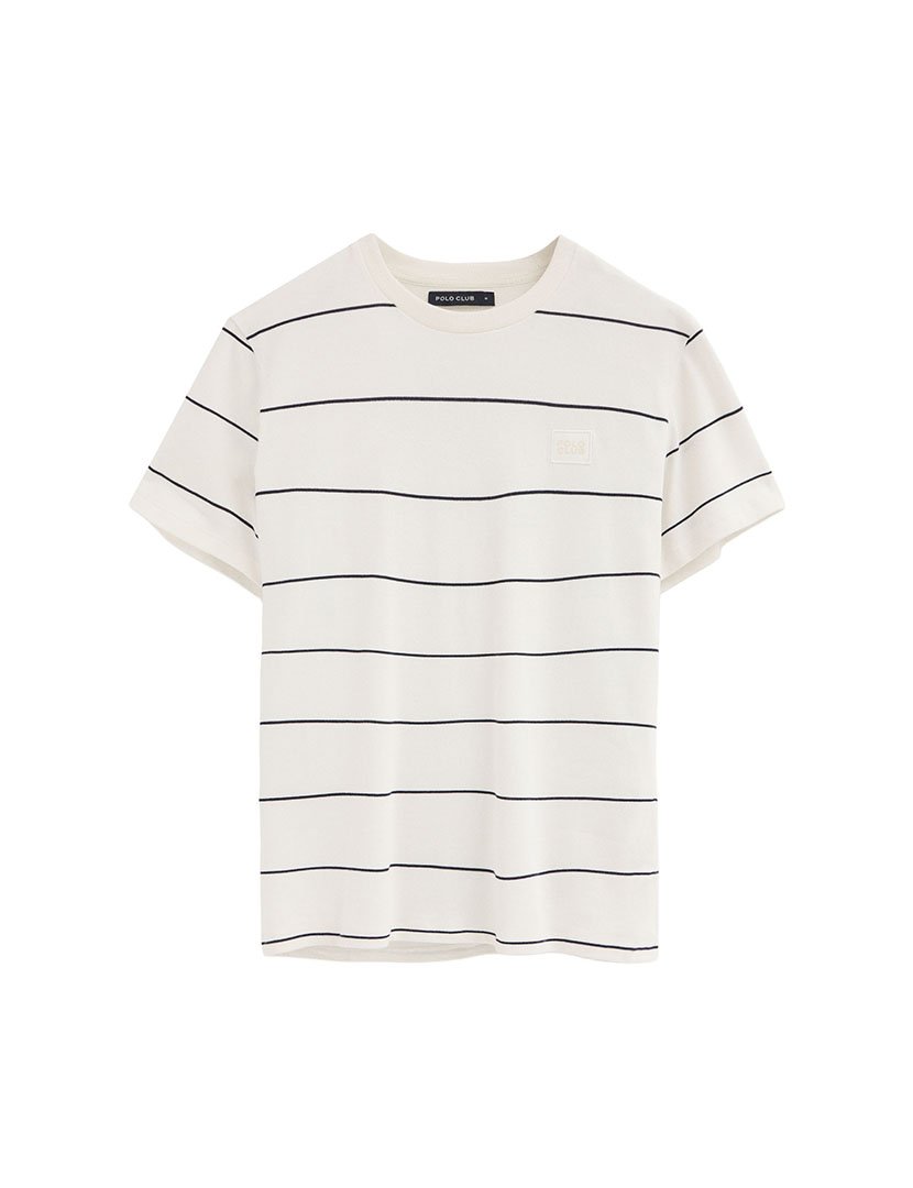 T-Shirt Riscas Loose Fit Branco-Azul