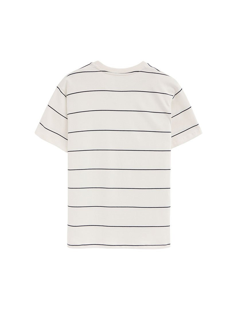 T-Shirt Riscas Loose Fit Branco-Azul