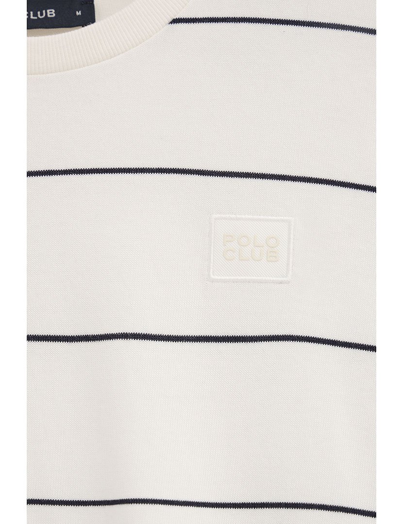 T-Shirt Riscas Loose Fit Branco-Azul