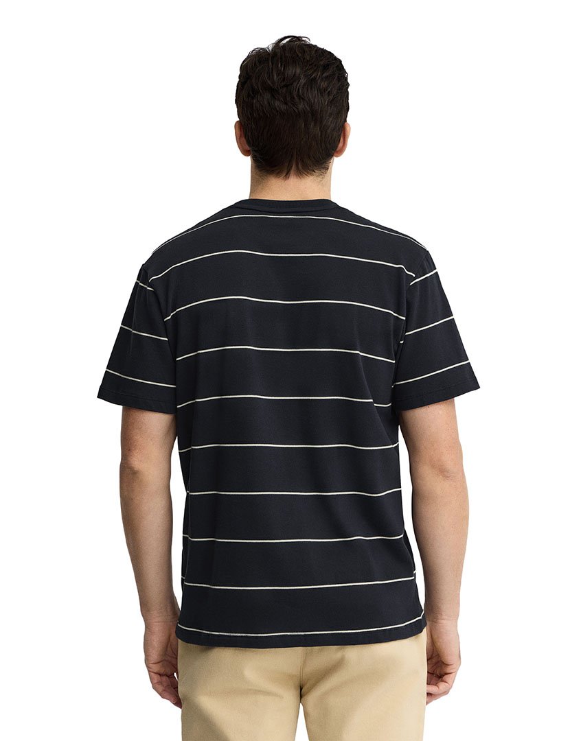 T-Shirt Riscas Loose Fit Azul-Amarelo
