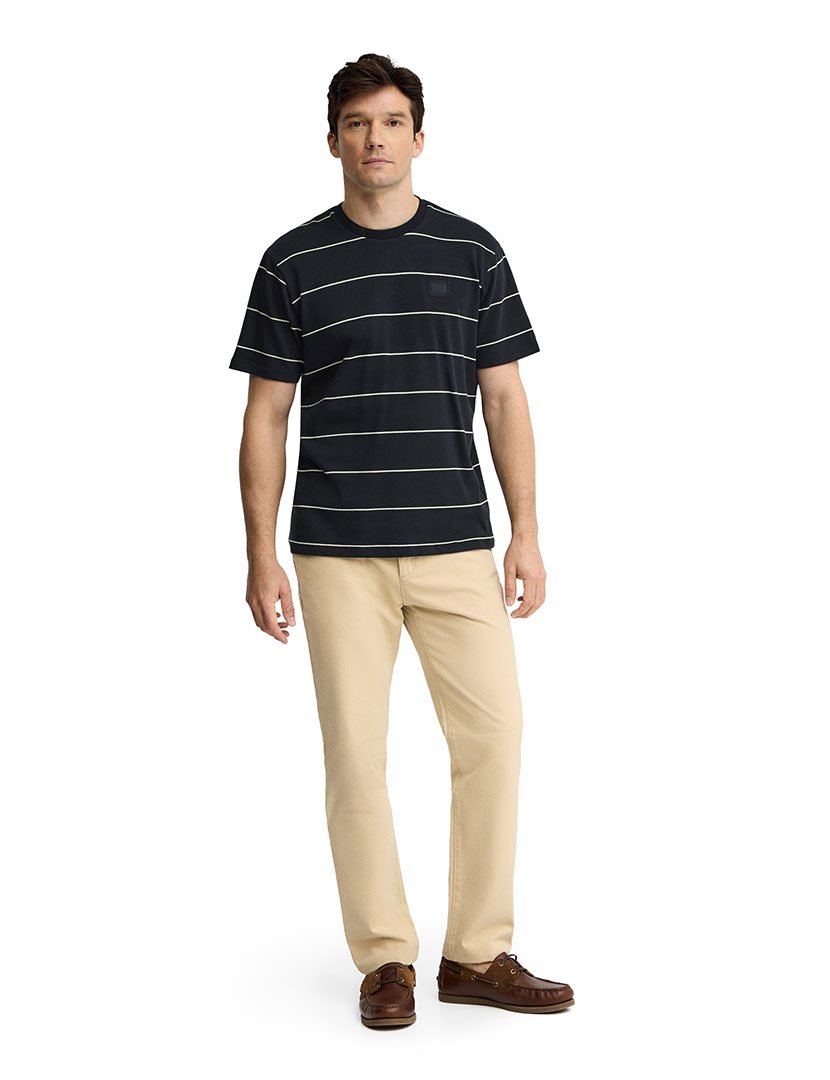 T-Shirt Riscas Loose Fit Azul-Amarelo