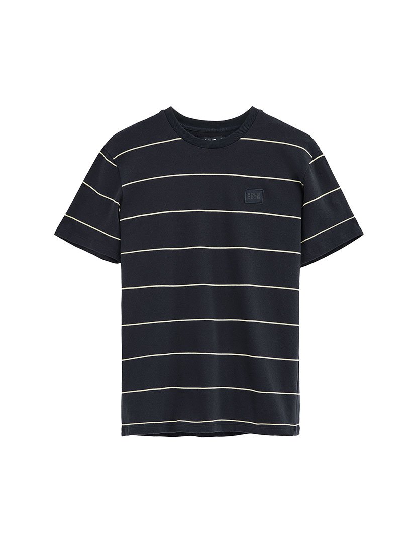 T-Shirt Riscas Loose Fit Azul-Amarelo