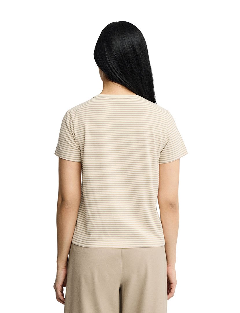 T-Shirt Riscas Boxy Fit Bege