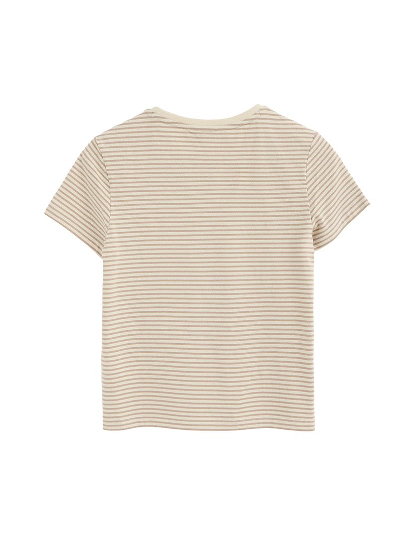 T-Shirt Riscas Boxy Fit Bege