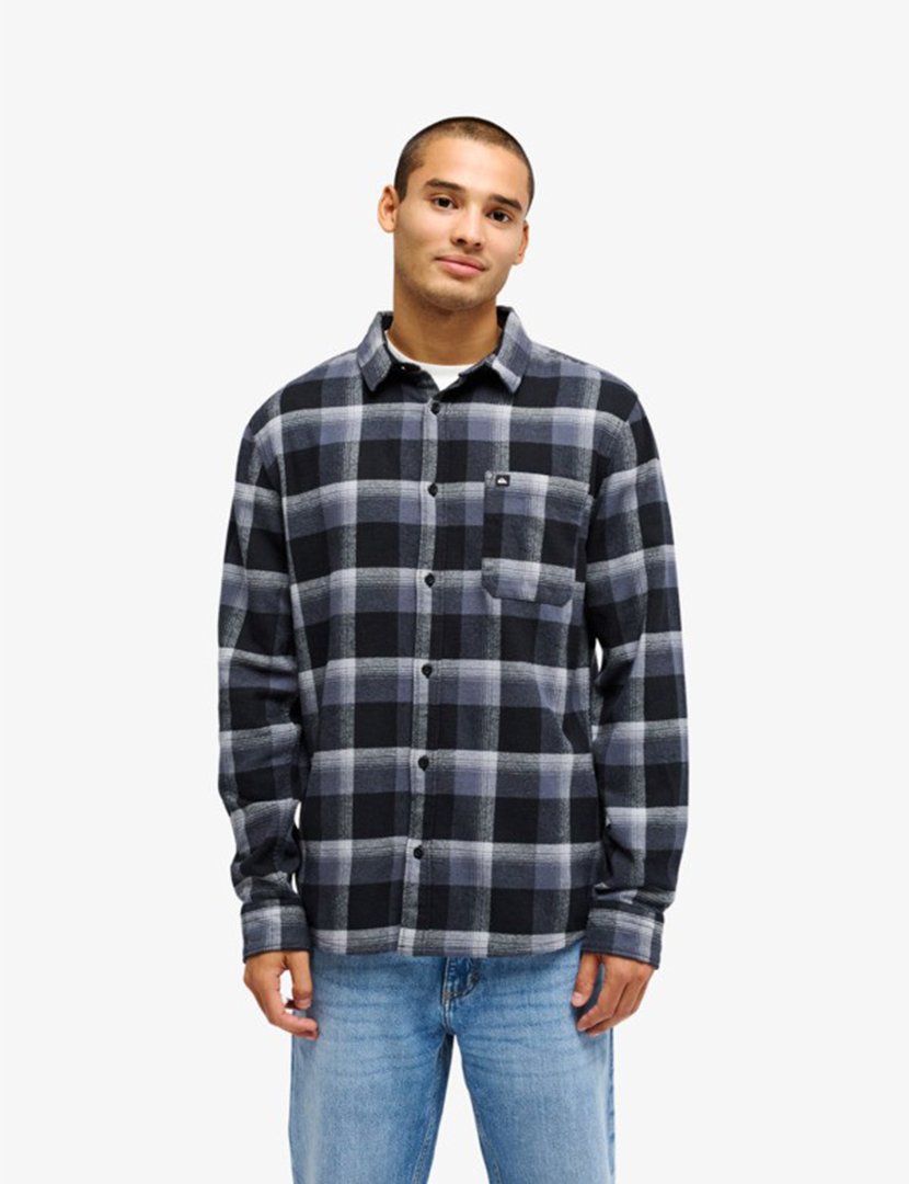 Camisa de manga comprida Motherfly Plaid Preto