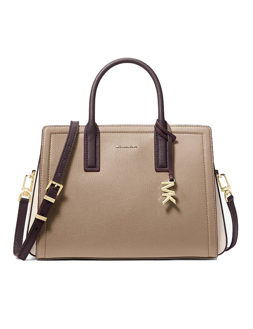 Laila Colorblock Leather Satchel Brown