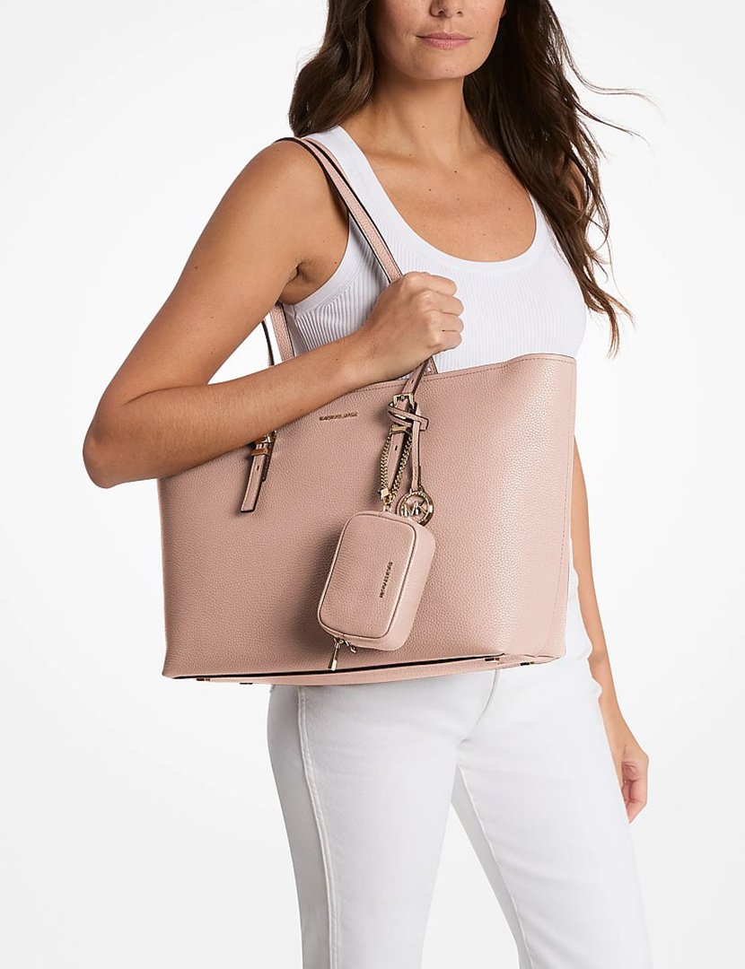 Quinn Large Pebbled Leather Tote Bag Pink