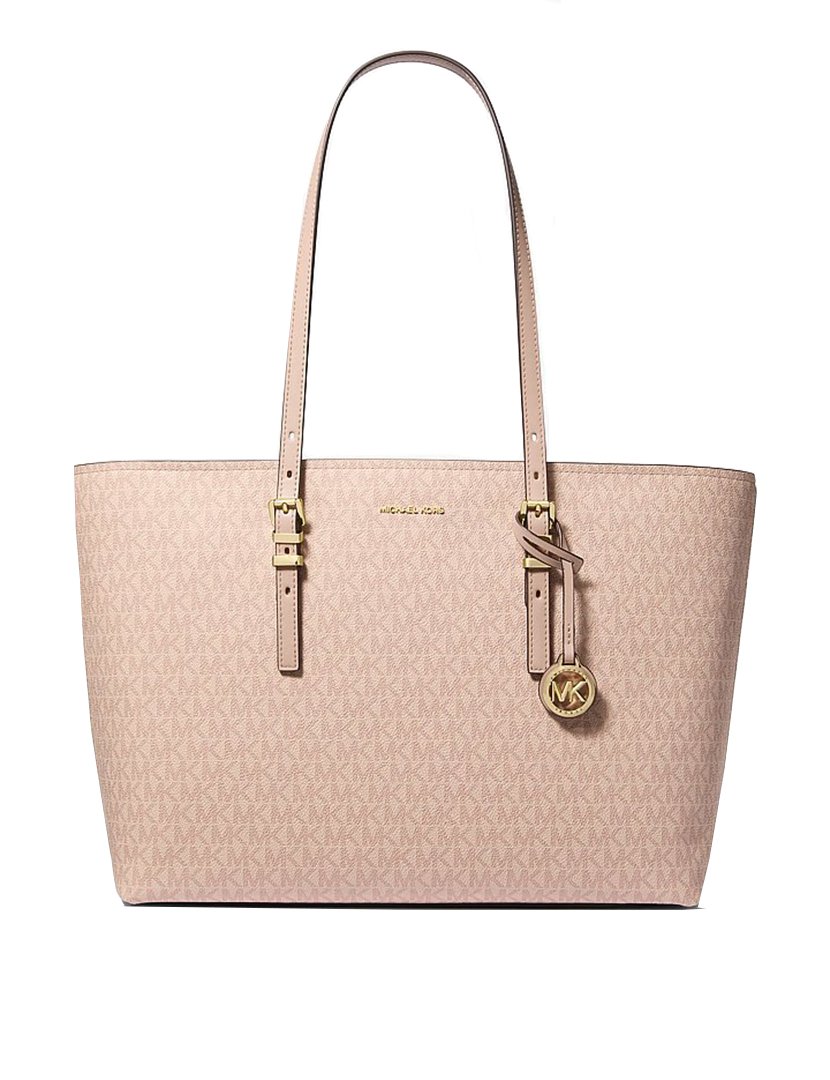Quinn Large Signature Logo Leather Tote Bag Pink