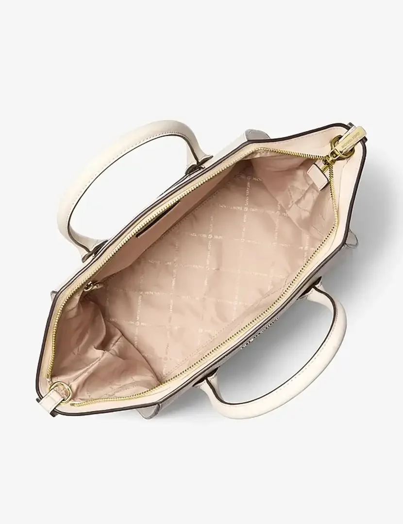 Avril Leather Satchel Cream