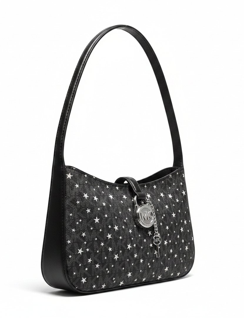 Star Pattern Shoulder Bag Black