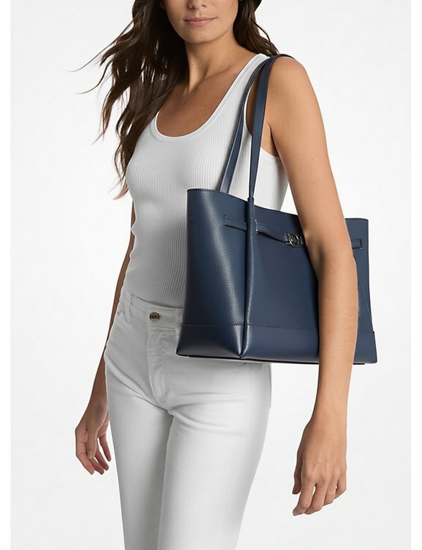 Reed Leather Tote Bag Navy