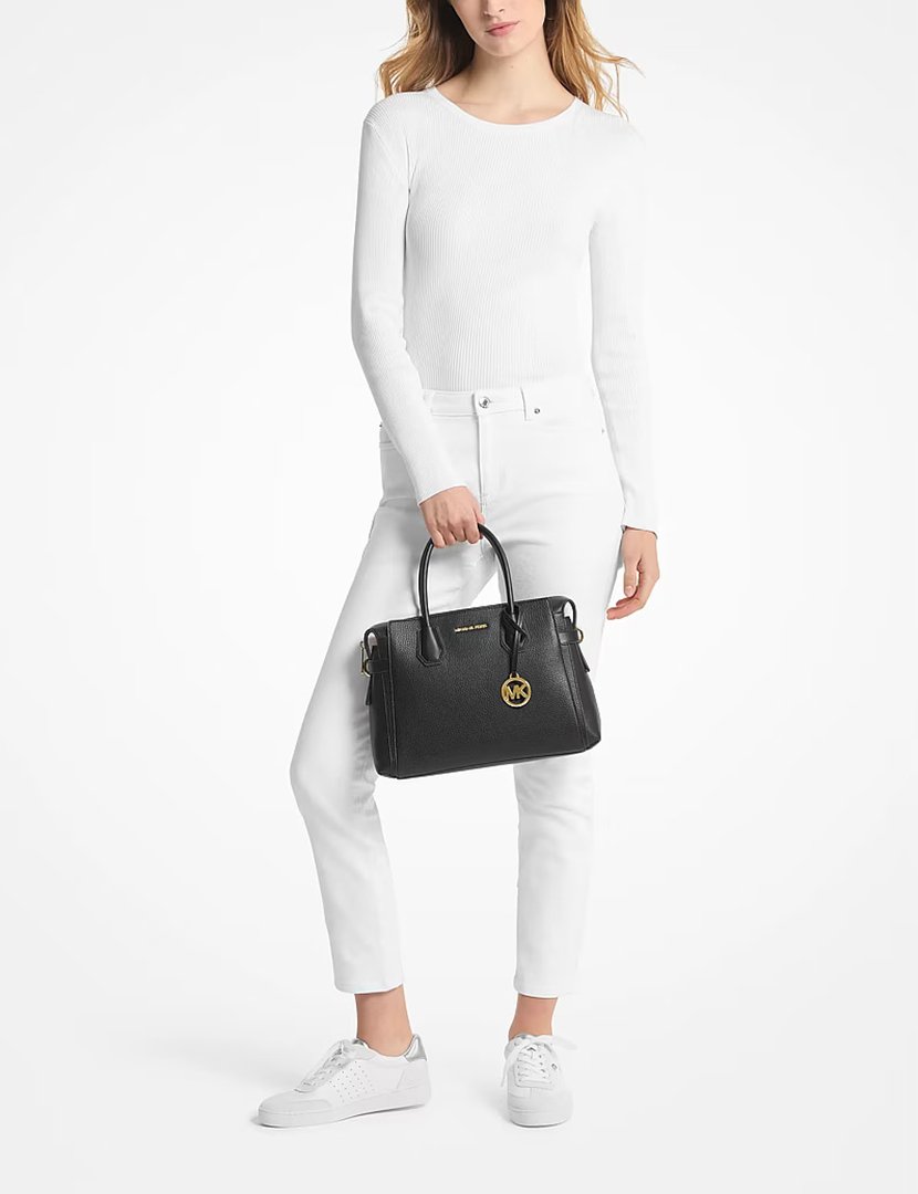 Mercer Medium Belted Satchel Black