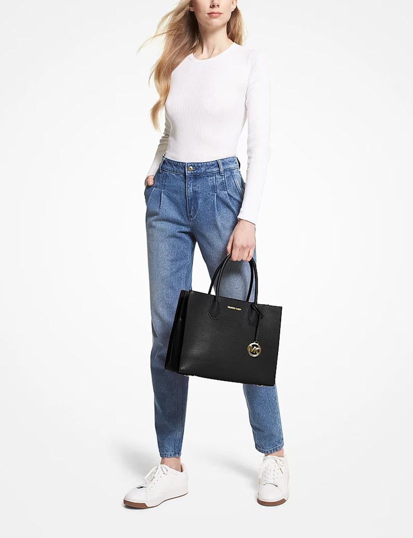 Mercer Large Pebbled Leather Black