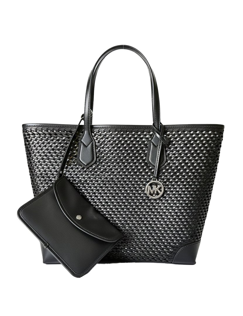 Eva Perforated Leather Tote Bag Black