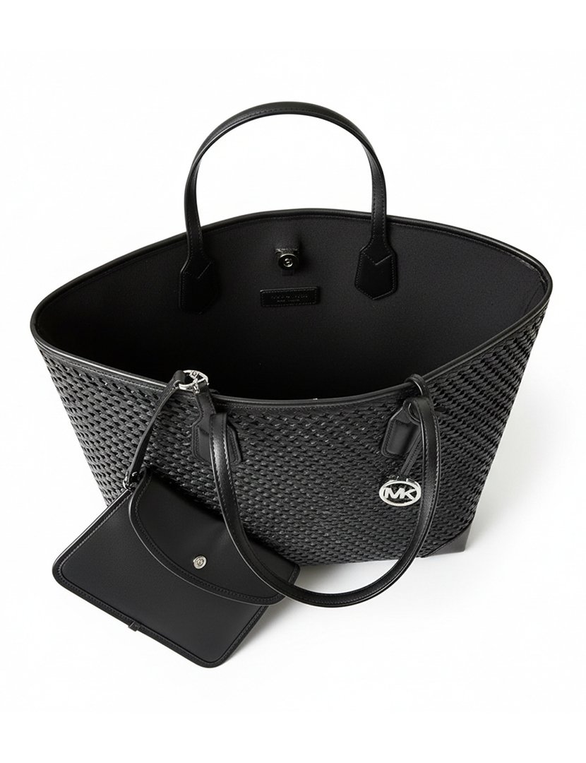 Eva Perforated Leather Tote Bag Black