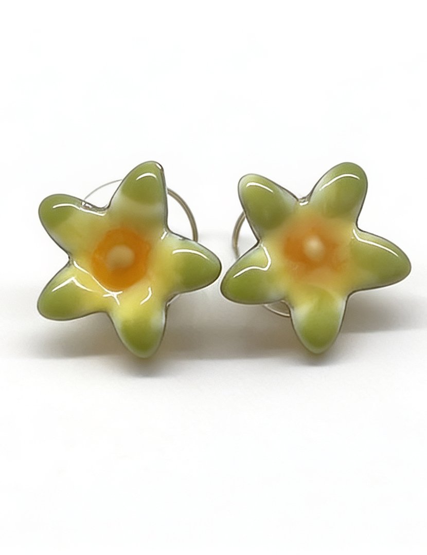 Green Flower Earrings
