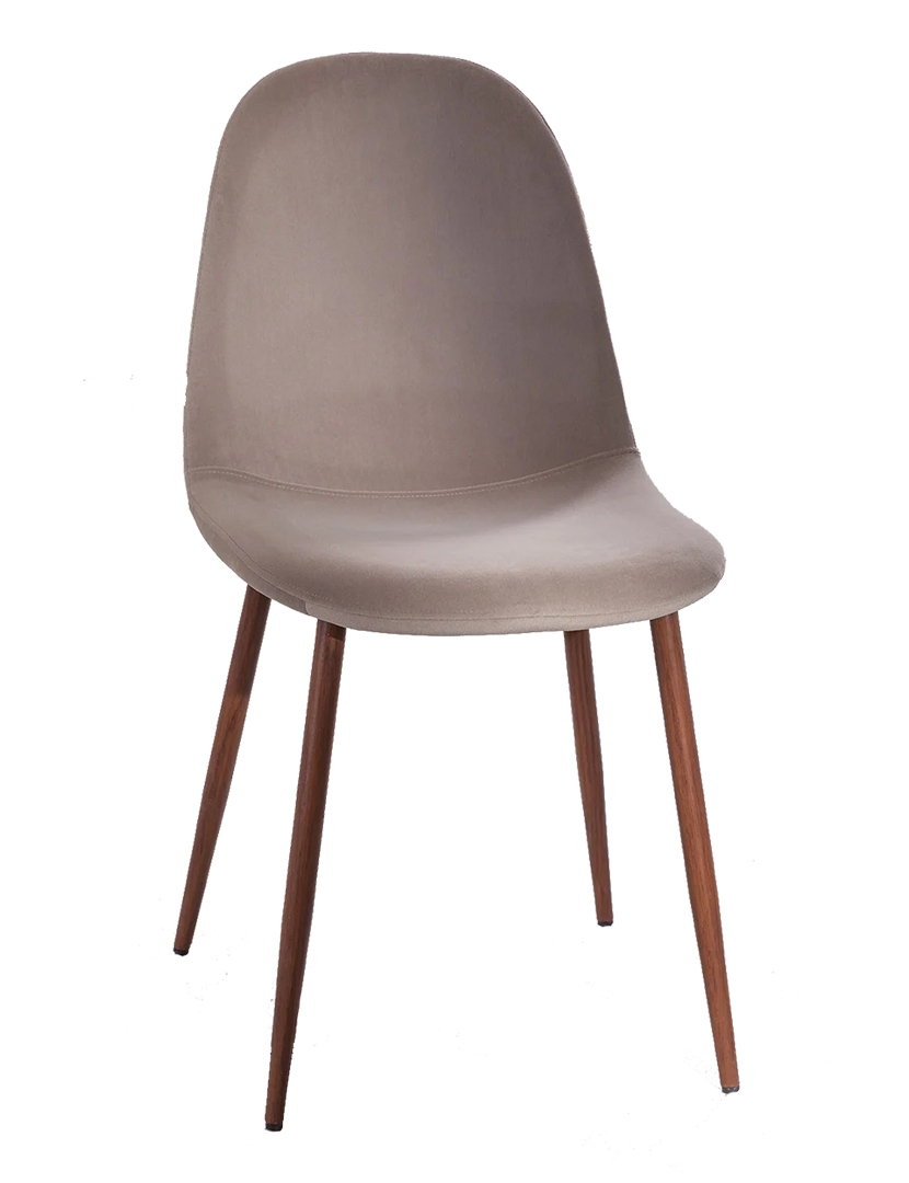 Cadeira Oslo Veludo Madeira Taupe