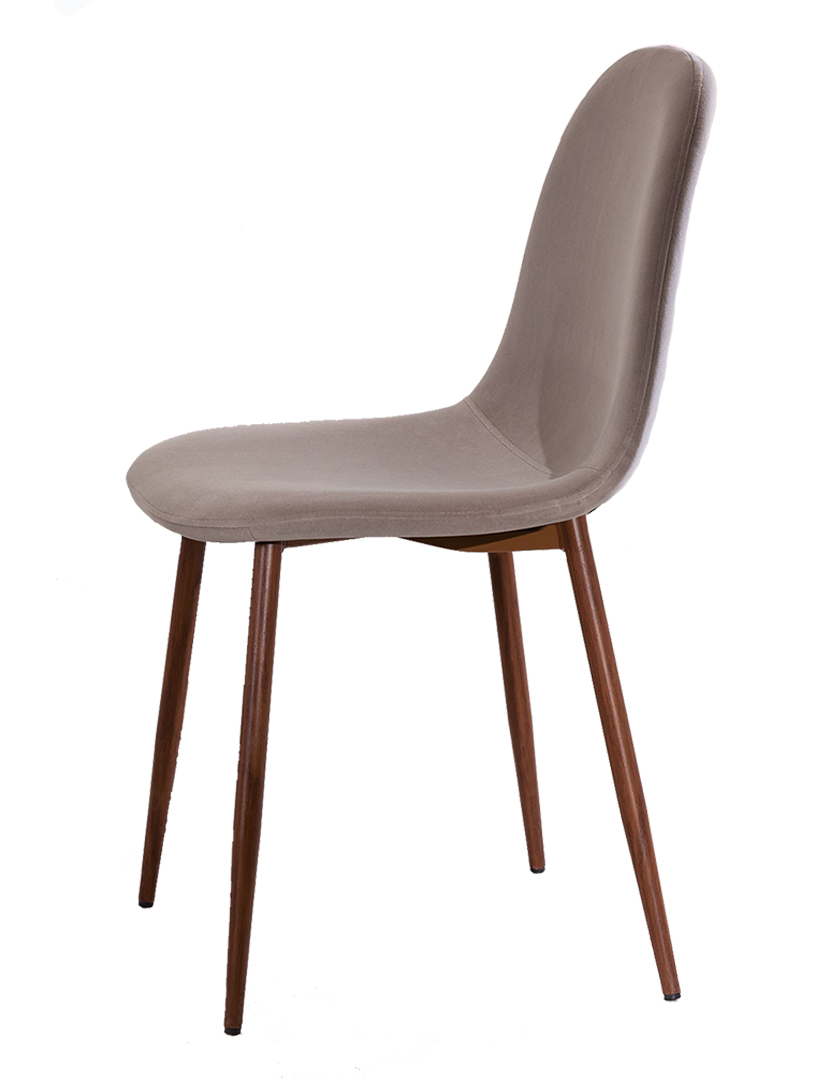 Cadeira Oslo Veludo Madeira Taupe