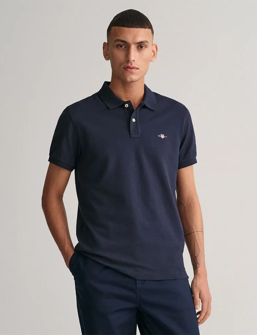 Pólo Manga Curta Logo Shield Azul Marinho