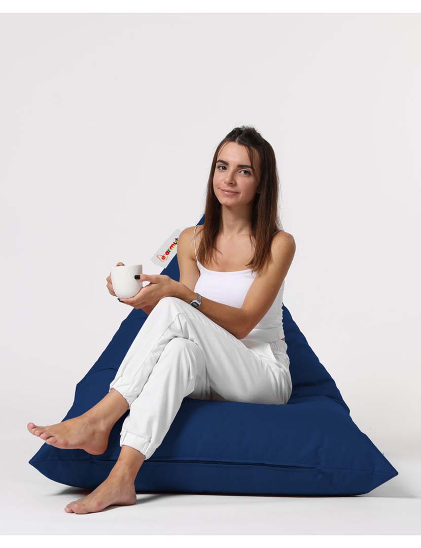 Pufe Pirâmide Grande Cama Azul Escuro