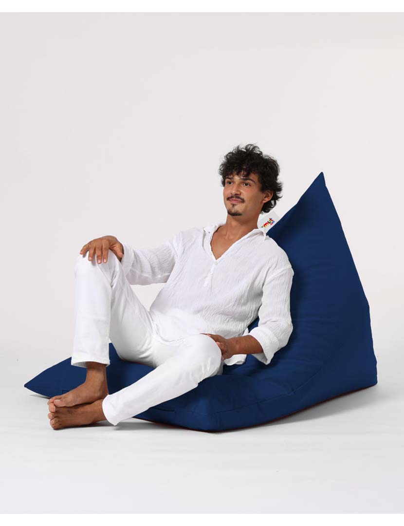 Pufe Pirâmide Grande Cama Azul Escuro